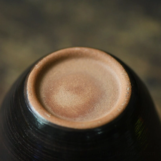 Lid of ceramic tea storage canister showing centered grip knob