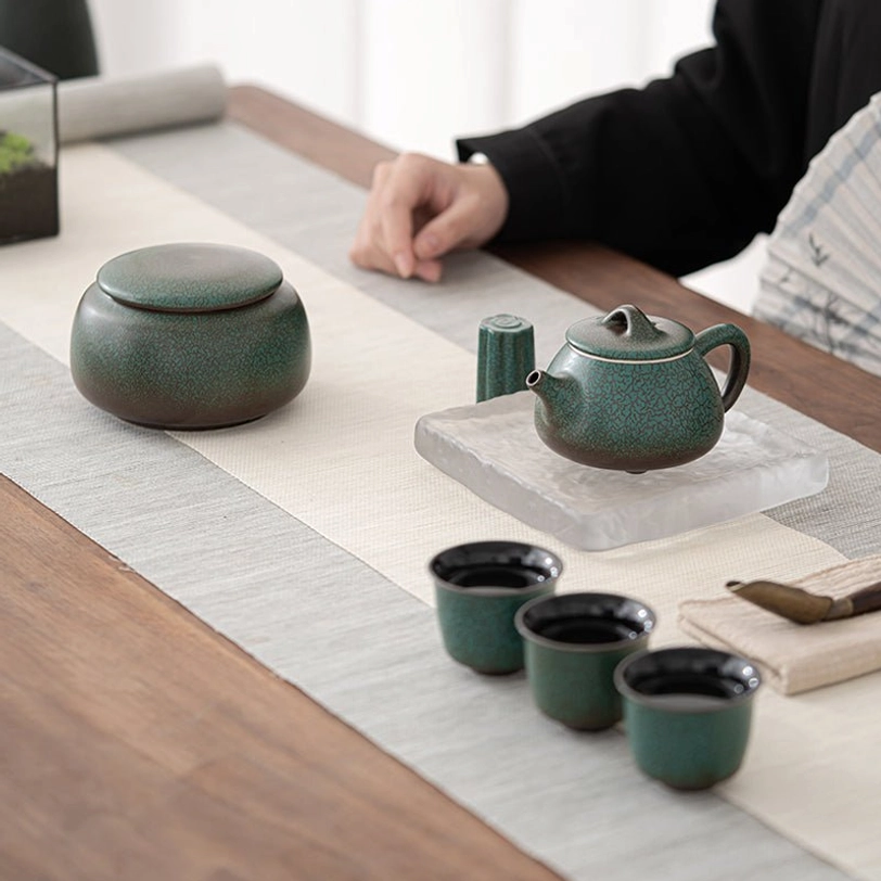 ceramic tea storage canister size comparison for scale