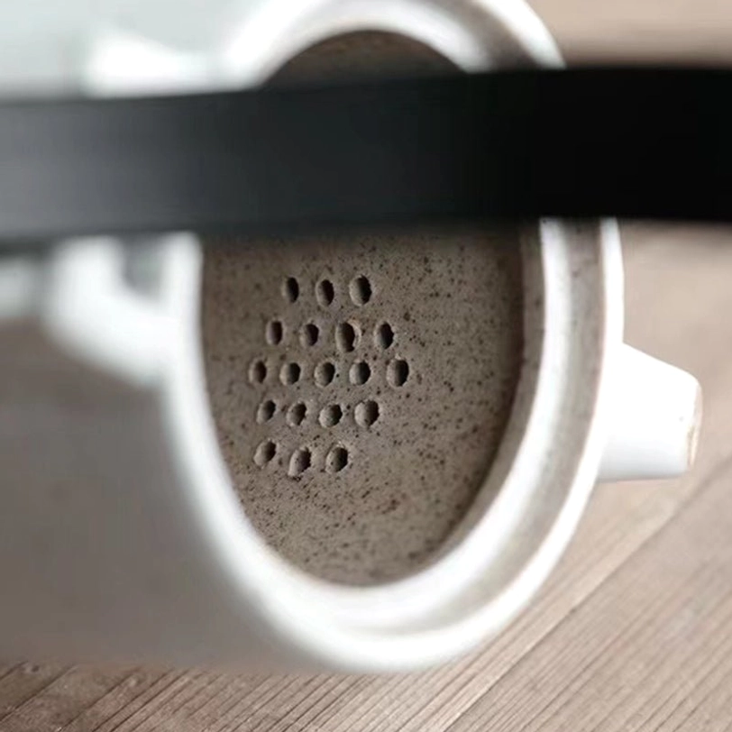 built-in tea infuser filter detail inside ceramic teapot