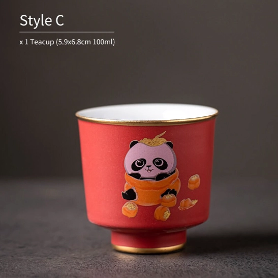chinese deer panda ceramic tea cups styled for tea ceremony