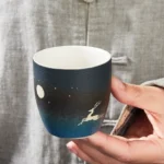 set of 4 gradient deer motif chinese ceramic tea cups 120ml