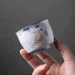 100ml traditional Chinese ceramic Gongfu tea cup side view