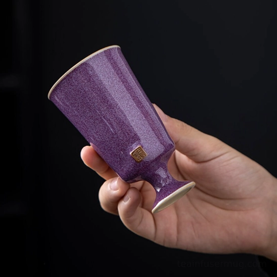 Top view of empty Chinese high foot tea cup showing cup opening