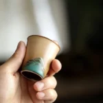 chinese mountain relief ceramic gongfu tea cup 45ml overall view