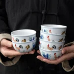 set of 6 chinese porcelain chicken tea cups 50ml full set view