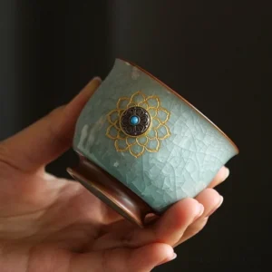 full collection of chinese ru kiln lotus ceramic tea cups 100-125ml