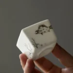 Square ink wash pattern 50ml Chinese ceramic tea cup on wood tea table