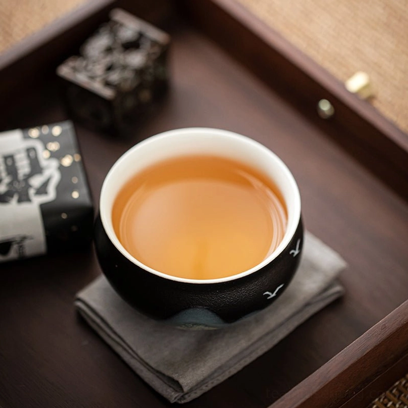 flying bird detail on landscape chinese tea cup