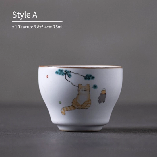 style A cute cat pattern 75ml chinese ceramic tea cup