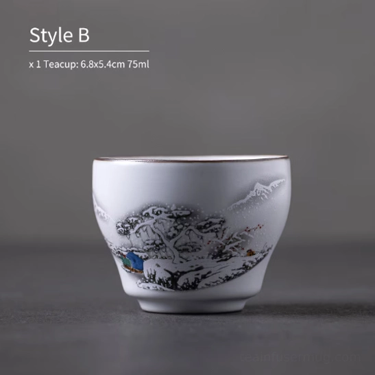 style B winter snow landscape pattern 75ml chinese ceramic tea cup