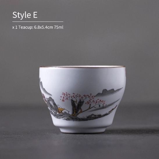 style E landscape red plum pattern 75ml chinese ceramic tea cup