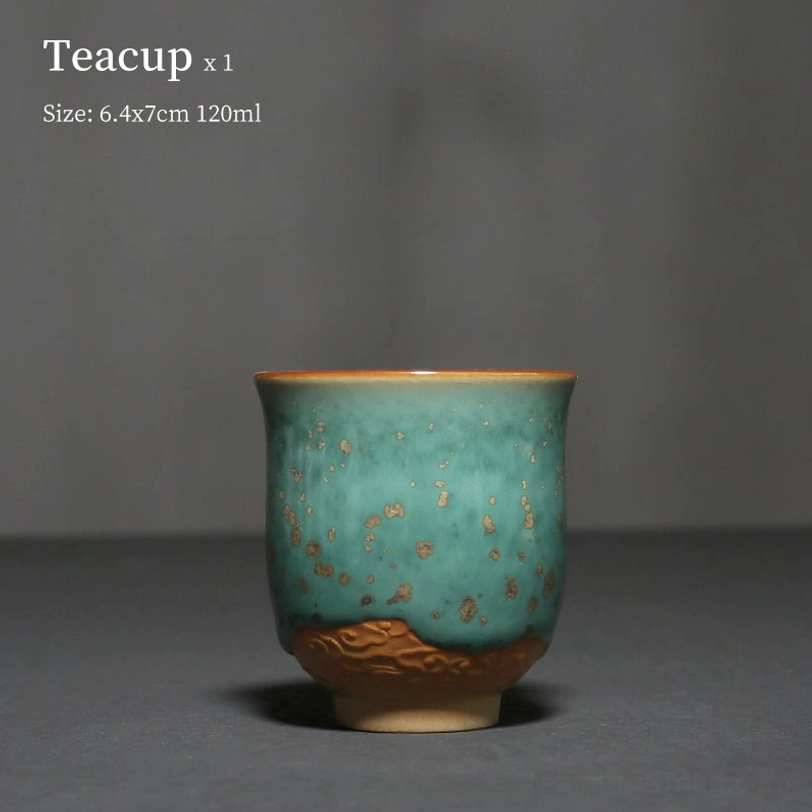 close up of cloud relief base on 120ml chinese porcelain teacup