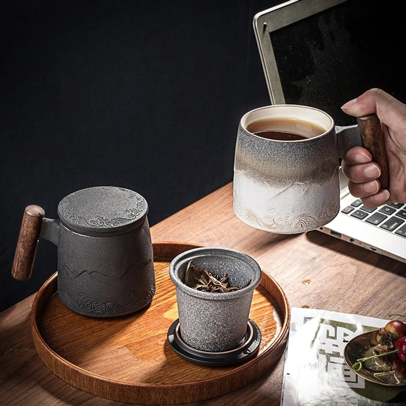 Close up of fine mesh stainless steel infuser filter for loose leaf tea
