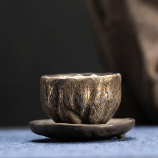 close up of lotus texture on chinese ceramic teapot surface