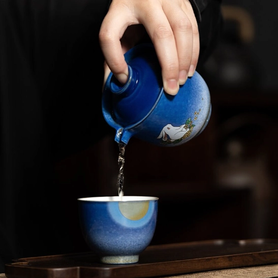 Complete 180ml travel tea set with teapot, cup and travel storage bag