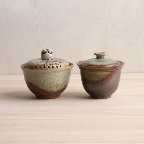 Crackle glaze texture close up of ceramic gaiwan