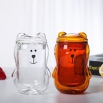 3D cute bear double wall glass tea mug 300ml main product view