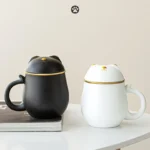full collection of 11.8oz cute cat ceramic tea infuser mugs with strainer lid and travel case