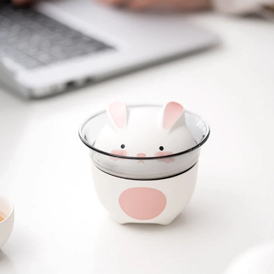 cute rabbit lid of portable travel tea set gaiwan