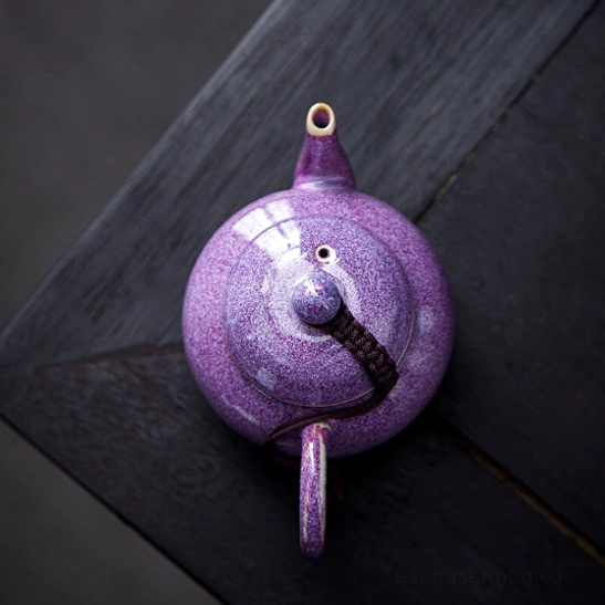 cyan 100ml ceramic teapot with infuser full view