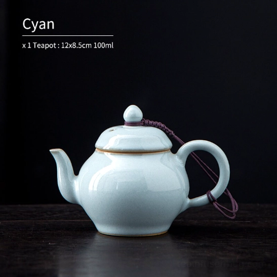 cyan 100ml ceramic teapot with infuser variant
