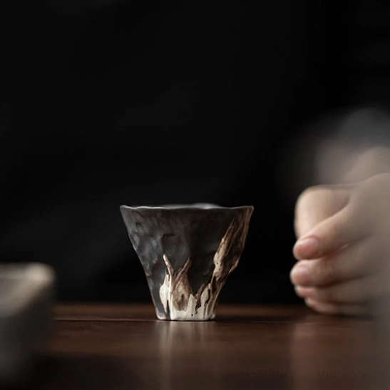 dark kiln change texture japanese ceramic tea cup