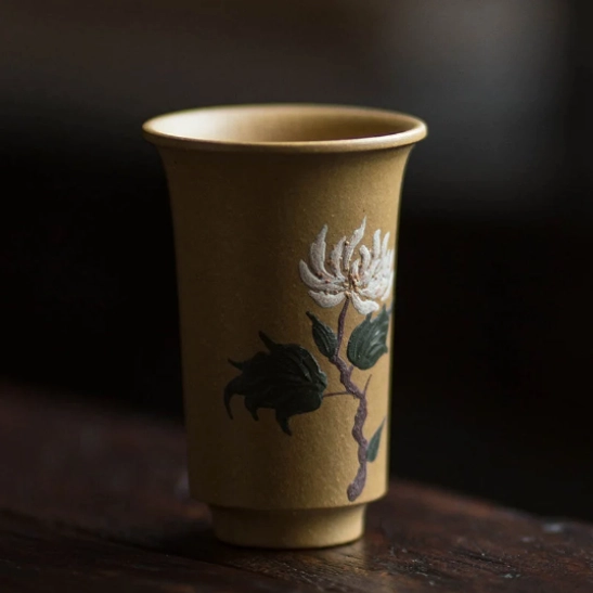 top view of duan ni zisha tea cup opening