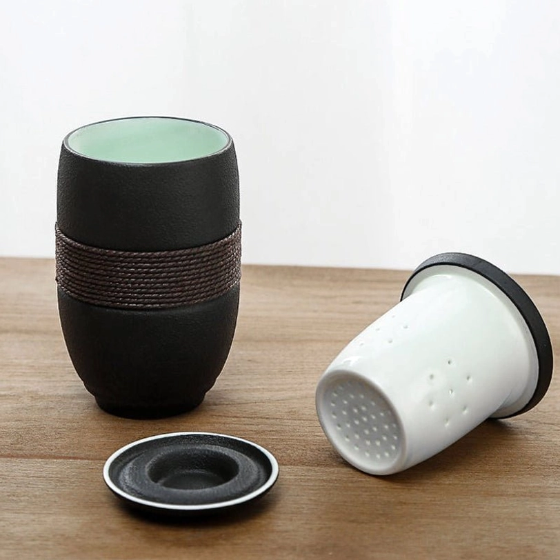 close up of fine hole ceramic infuser for tea infuser mug