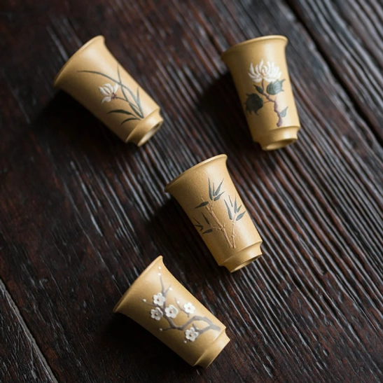 group set of four gentlemen zisha chinese tea cups