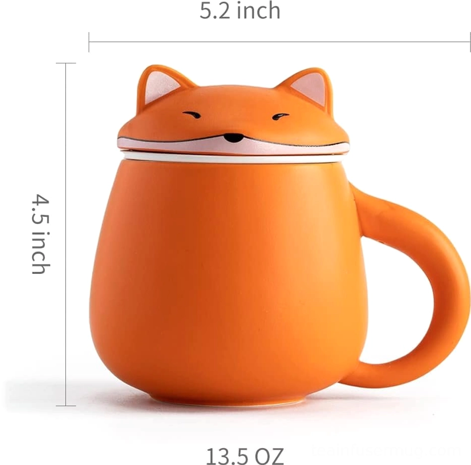fox tea infuser mug showing removable tea infuser inside