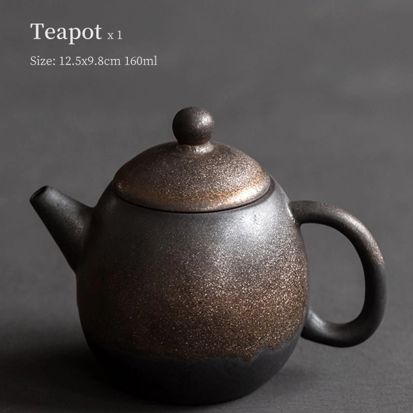 front view of 160ml bronze gradient ceramic teapot with built-in infuser