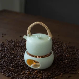 full ceramic teapot and candle warming stove product set