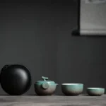 Full 160ml ceramic travel tea set with carry bag