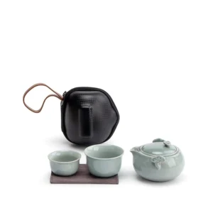 Full complete 110ml ceramic travel tea set with black carrying case