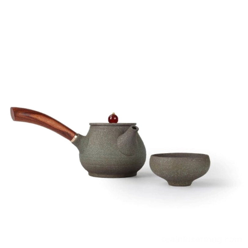 full chinese rough clay tea set including clay teapot and cups