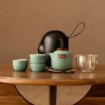 full complete 175ml ceramic travel tea set with carrying case