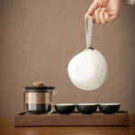 full complete 175ml glass ceramic travel tea set with carry case