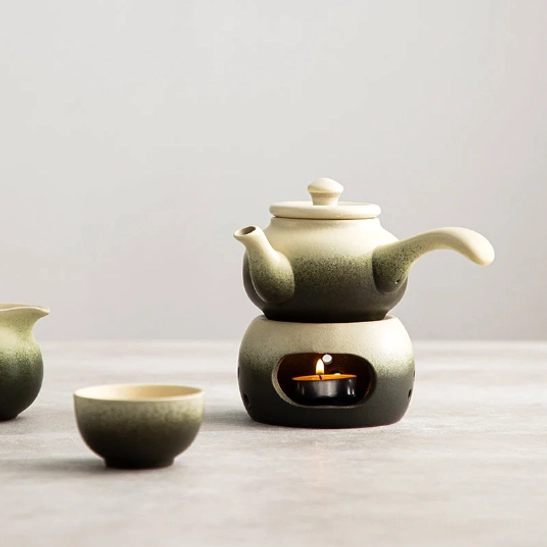 full complete kyusu set with teapot, warmer, fairness pitcher and two tea cups