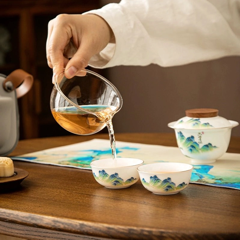 all components of 125ml travel tea set laid out