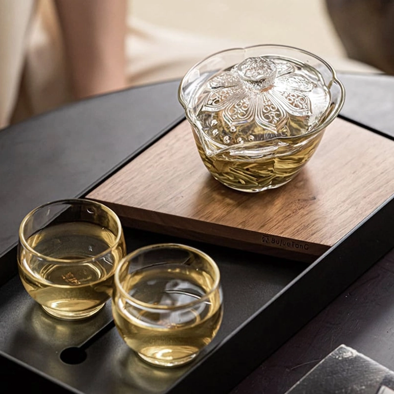 full set of 150ml glass gaiwan bowl and lid