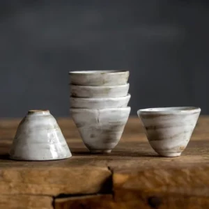 full set of 6 wabi-sabi japanese tea cups 45ml stacked display