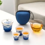 full set 6-piece porcelain travel tea set unboxed