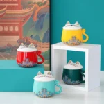 full product view 11oz cat ceramic tea infuser mug with lid