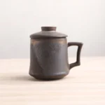 full view 13.5oz kiln varied ceramic tea infuser mug with lid and filter