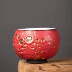 full view textured ceramic japanese style tea cup 130ml