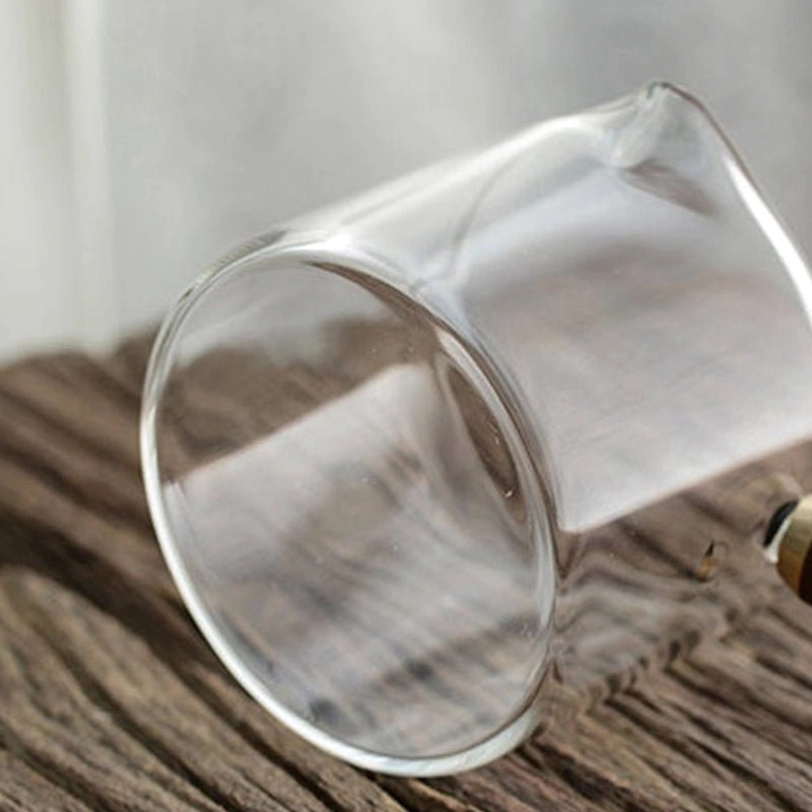 top view of open 500ml glass kyusu teapot showing glass infuser