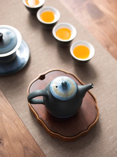 golden deer starry sky ceramic teapot lifestyle display