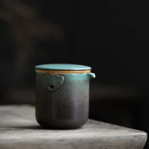 Complete gradient ceramic travel tea set with black carrying bag