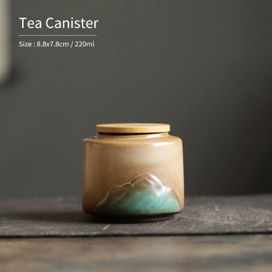 side view of gradient color ceramic tea storage canister