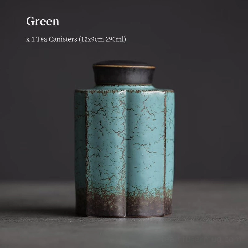 green crackle glaze ceramic tea storage canister